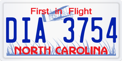 NC license plate DIA3754