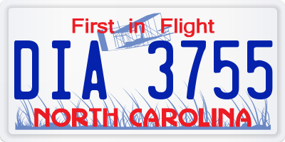 NC license plate DIA3755