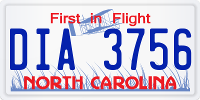 NC license plate DIA3756