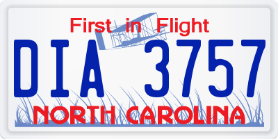 NC license plate DIA3757
