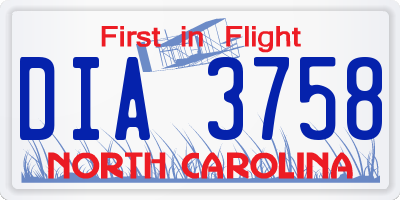 NC license plate DIA3758