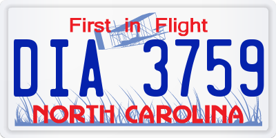 NC license plate DIA3759