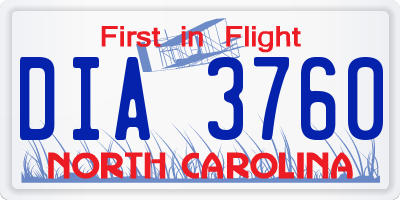NC license plate DIA3760