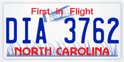 NC license plate DIA3762