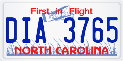 NC license plate DIA3765