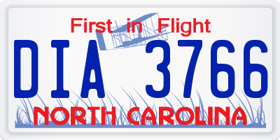 NC license plate DIA3766