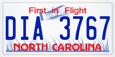 NC license plate DIA3767