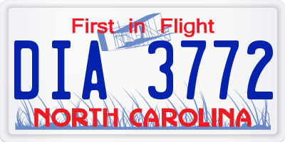 NC license plate DIA3772