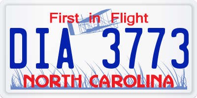 NC license plate DIA3773