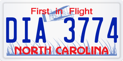 NC license plate DIA3774