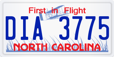 NC license plate DIA3775