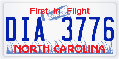 NC license plate DIA3776