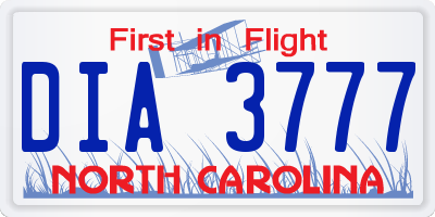 NC license plate DIA3777
