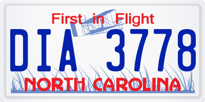 NC license plate DIA3778