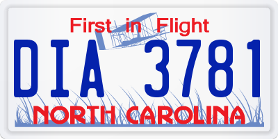 NC license plate DIA3781