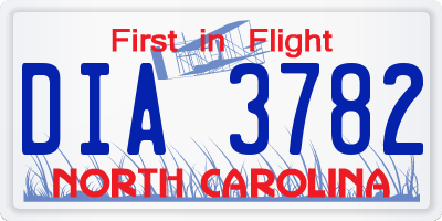 NC license plate DIA3782