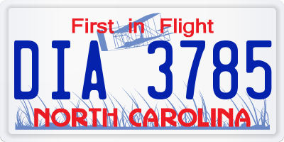 NC license plate DIA3785