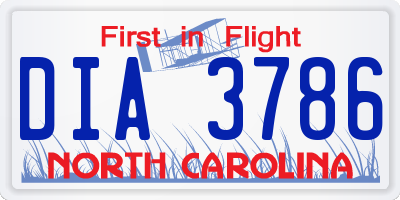 NC license plate DIA3786