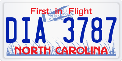 NC license plate DIA3787