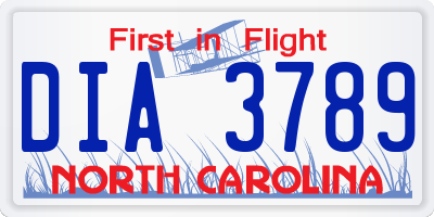 NC license plate DIA3789
