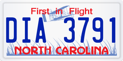 NC license plate DIA3791
