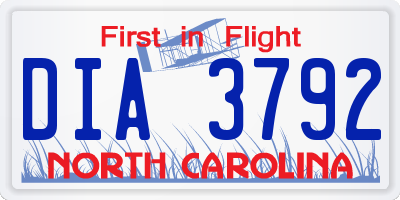 NC license plate DIA3792