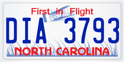 NC license plate DIA3793
