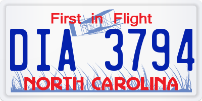 NC license plate DIA3794