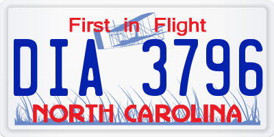 NC license plate DIA3796