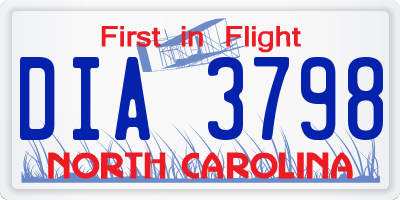 NC license plate DIA3798