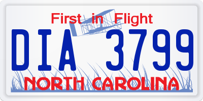 NC license plate DIA3799
