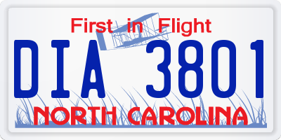 NC license plate DIA3801