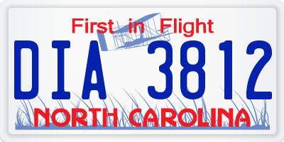 NC license plate DIA3812