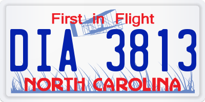 NC license plate DIA3813