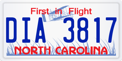 NC license plate DIA3817