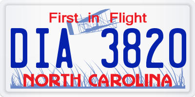 NC license plate DIA3820