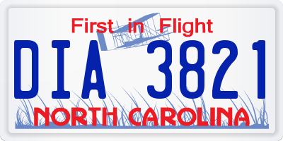 NC license plate DIA3821