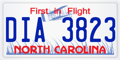 NC license plate DIA3823