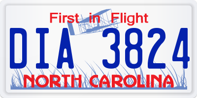NC license plate DIA3824