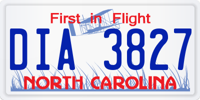 NC license plate DIA3827