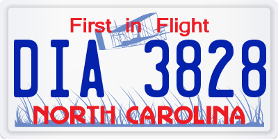 NC license plate DIA3828