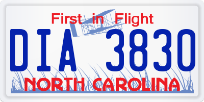 NC license plate DIA3830