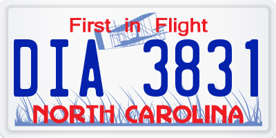 NC license plate DIA3831