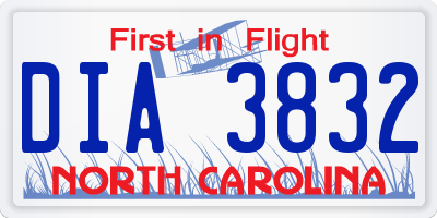 NC license plate DIA3832
