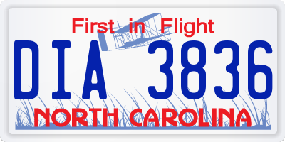 NC license plate DIA3836