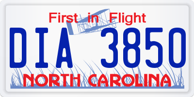 NC license plate DIA3850