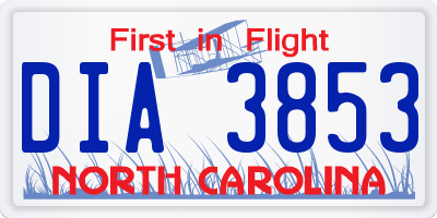 NC license plate DIA3853