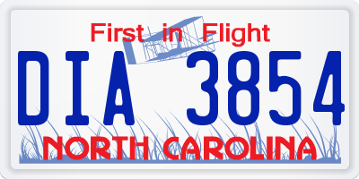 NC license plate DIA3854