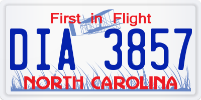 NC license plate DIA3857