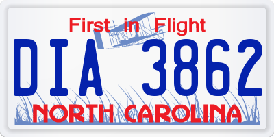 NC license plate DIA3862